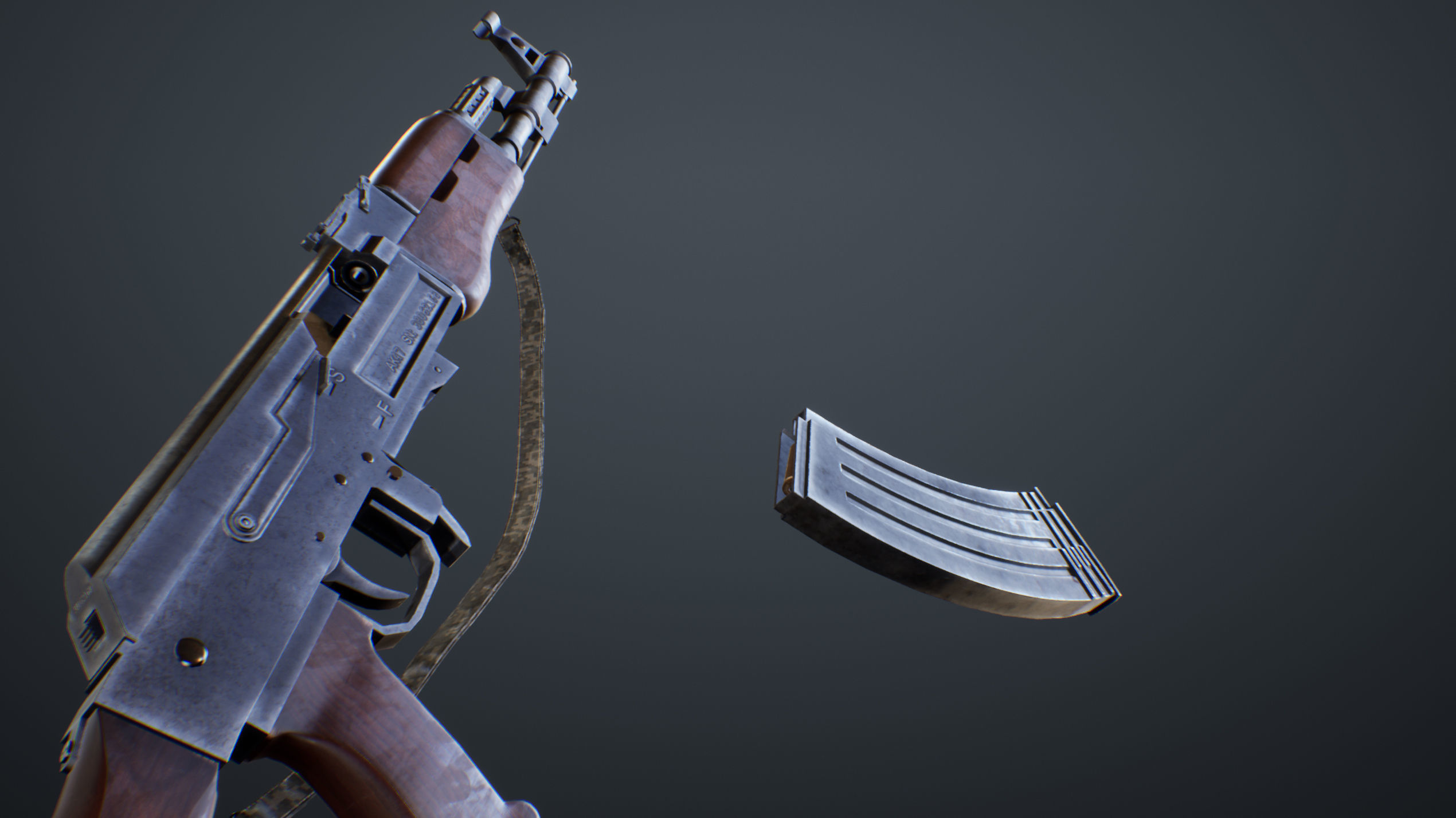 AK-47 Assault Rifle with Scope and Suppressor Low-poly 3D model_6