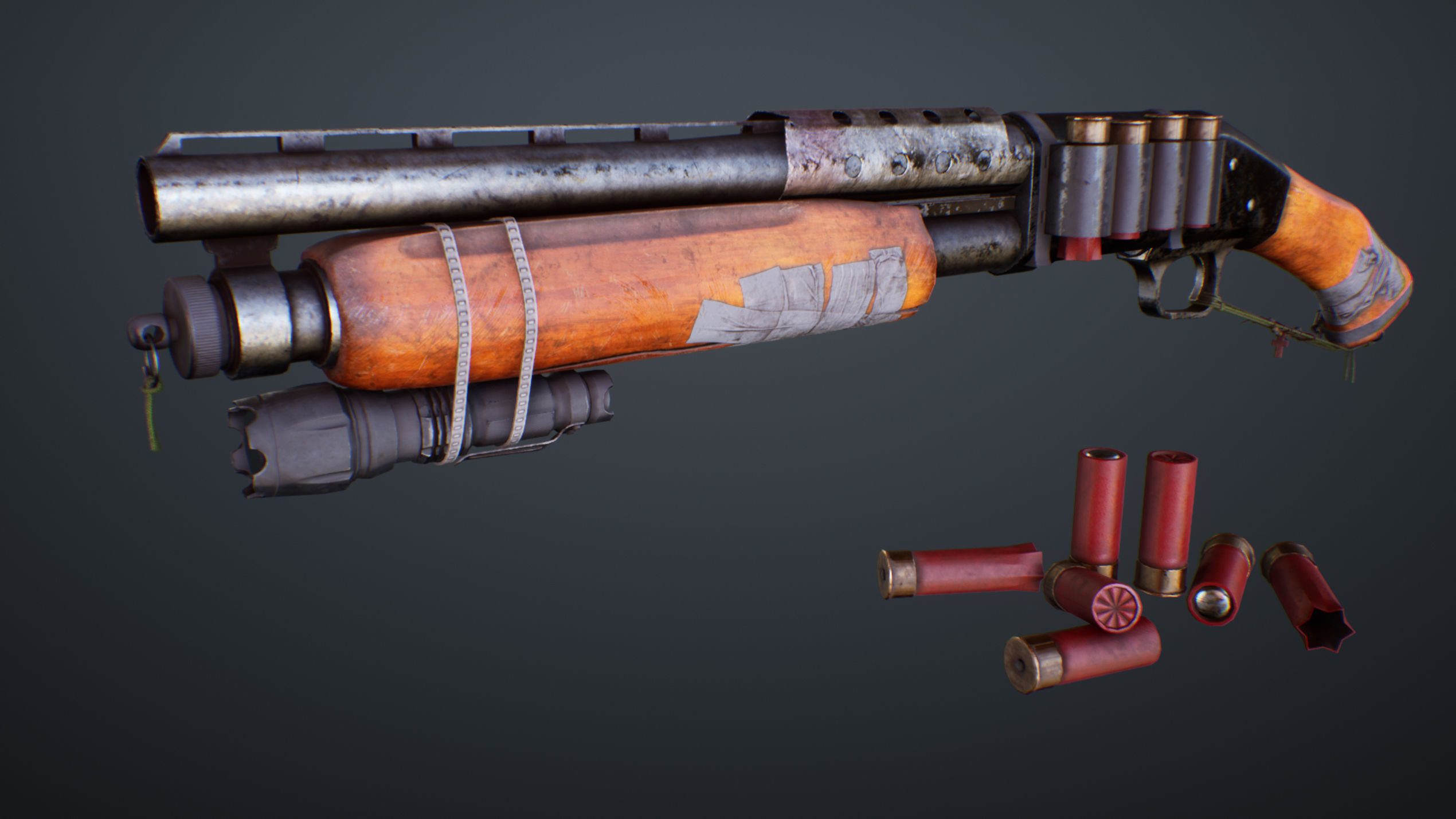 Apocalyptic Shotgun Low-poly 3D model_8