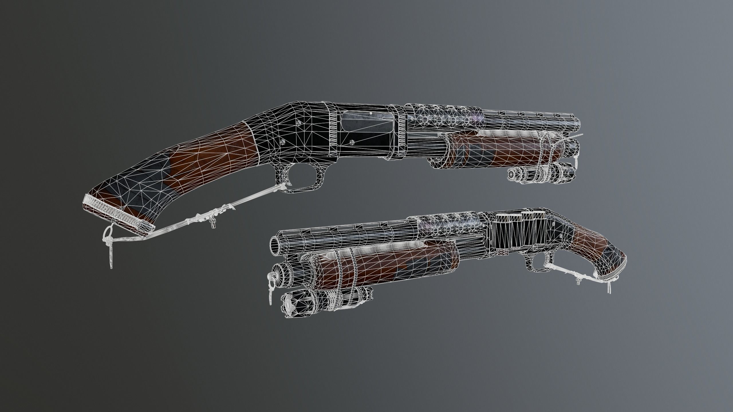 Apocalyptic Shotgun Low-poly 3D model_10