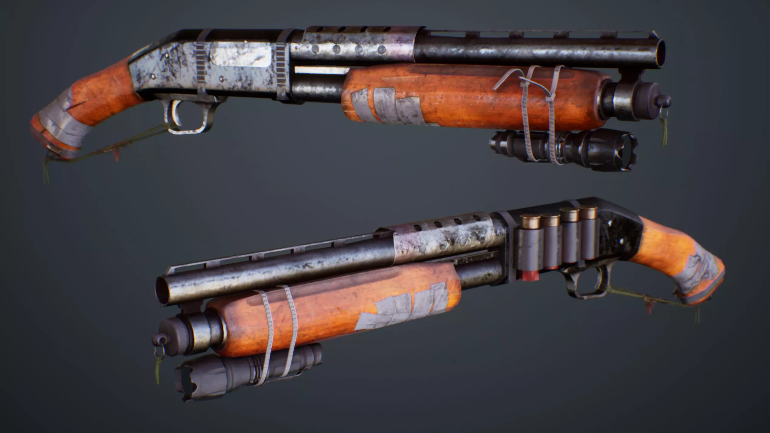 Apocalyptic Shotgun Low-poly 3D model_0