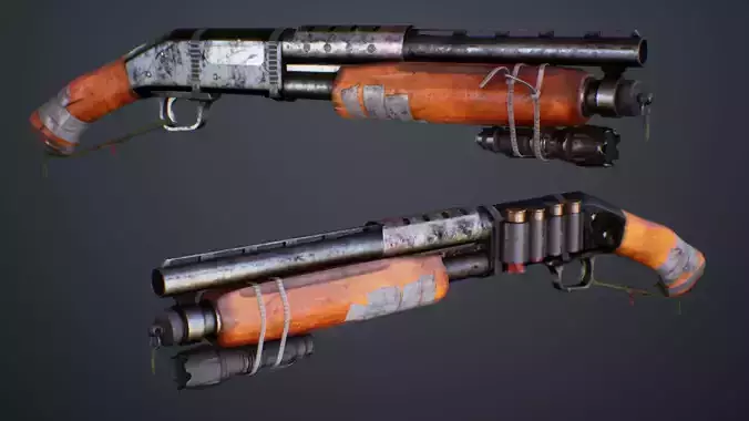 Apocalyptic Shotgun Low-poly 3D model Apocalyptic Shotgun Low-poly 3D model