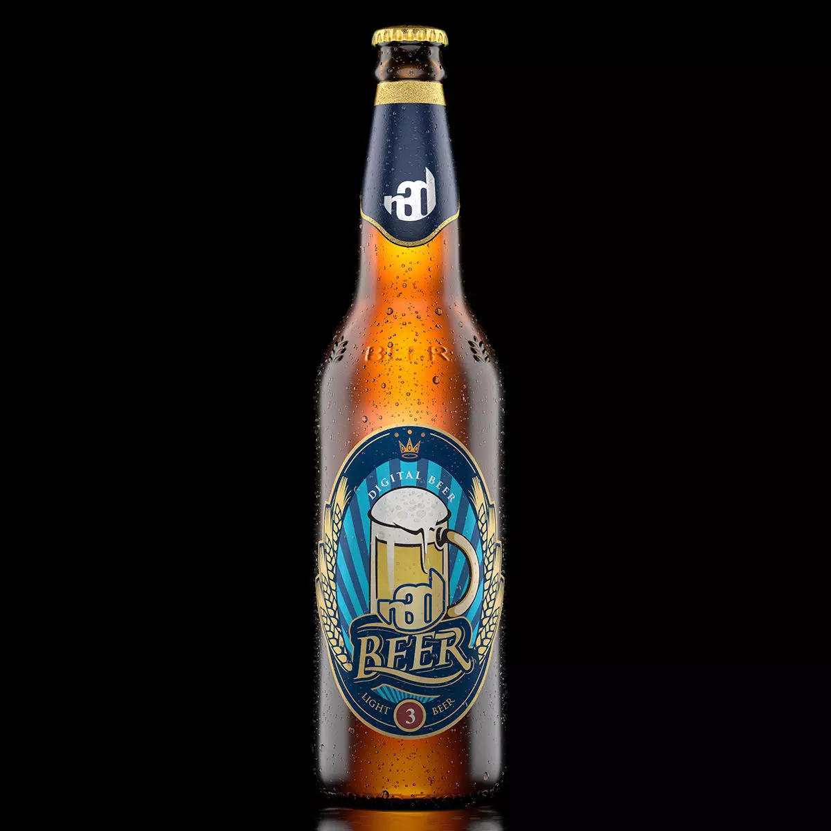 Beer Bottle Realistic 3D model_0