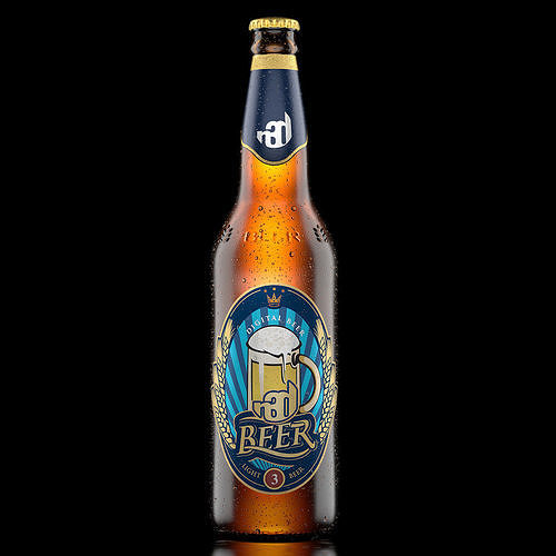 Beer Bottle Realistic 3D model