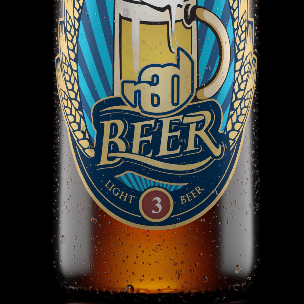 Beer Bottle Realistic 3D model_8