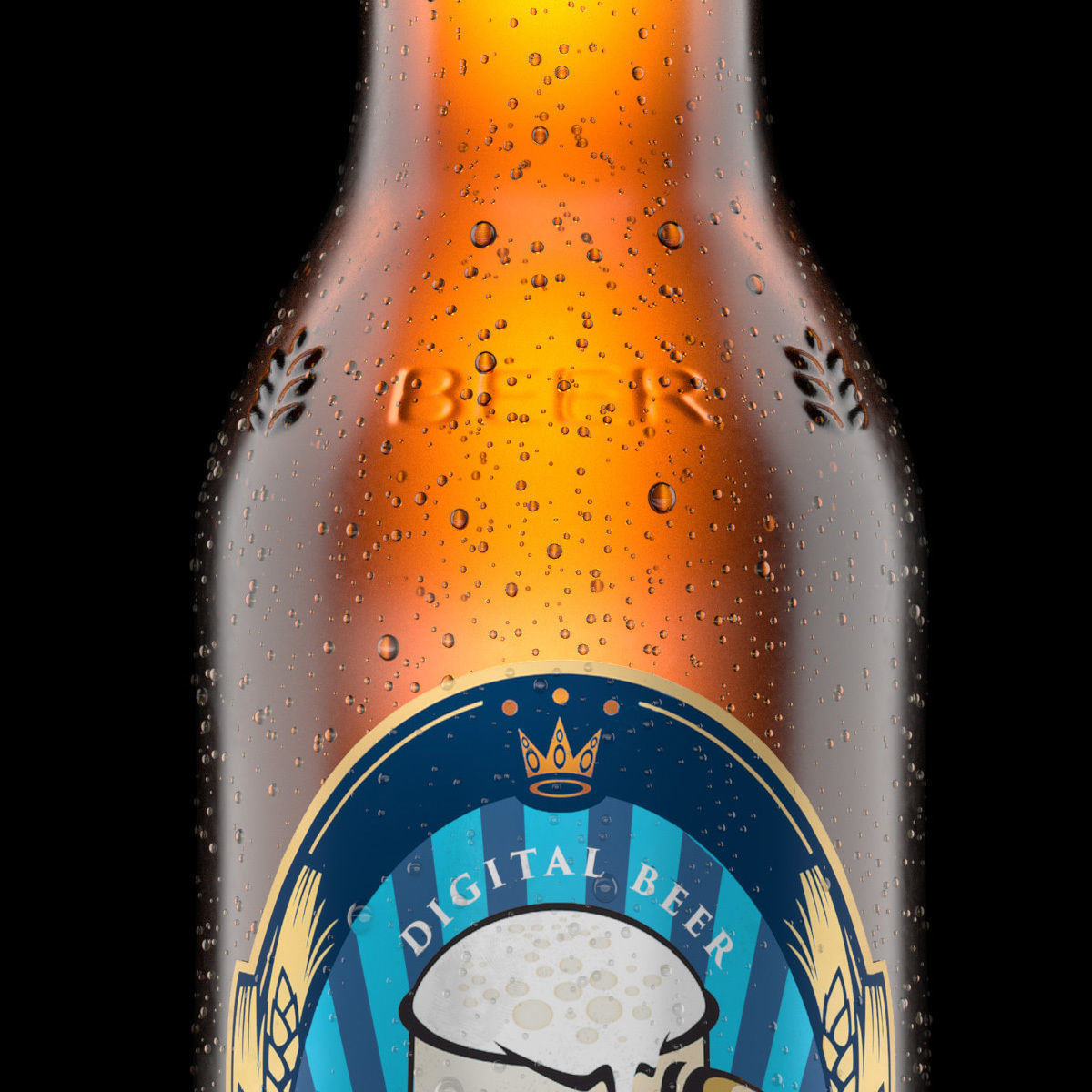 Beer Bottle Realistic 3D model_7