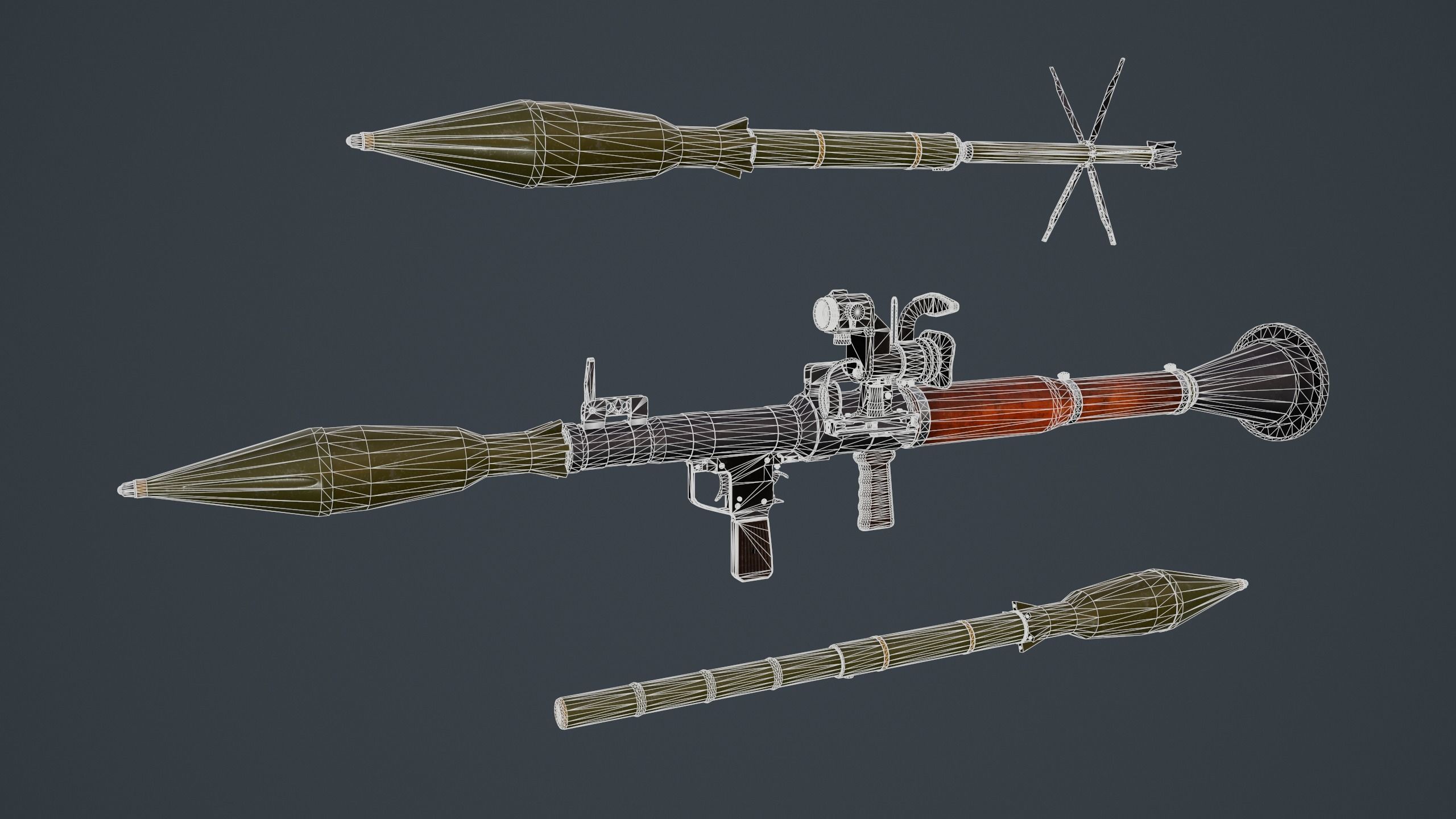 RPG Rocket Launcher Low-poly 3D model_11