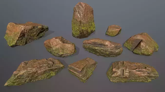 rocks rock with moss