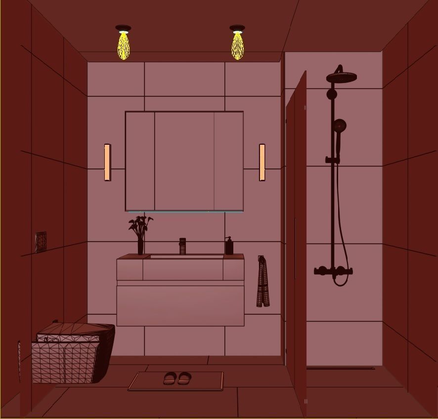 Bathroom modern with walls and light fixtures 3D model_1