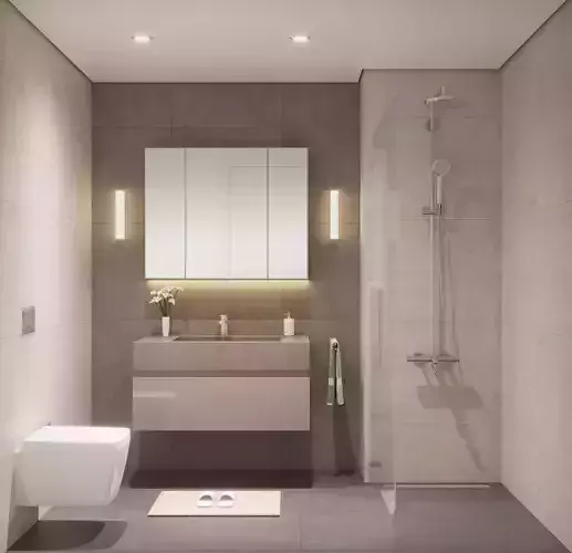 Bathroom modern with walls and light fixtures 3D model