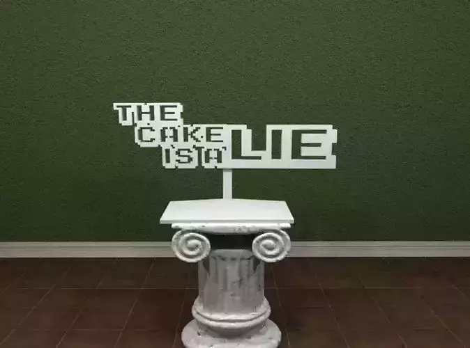 The Cake Is A Lie Sign 3D print model
