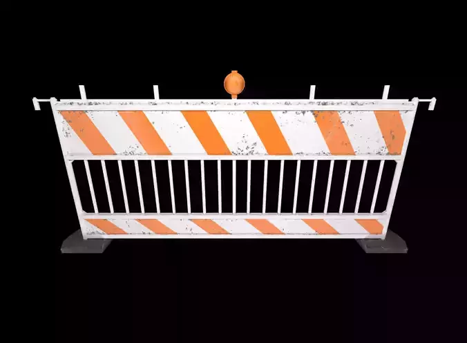 roadblock construction barrier Low-poly 3D model
