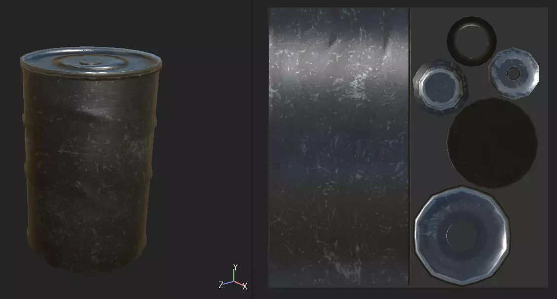 Barrel metal can with hole in it Free low-poly 3D model
