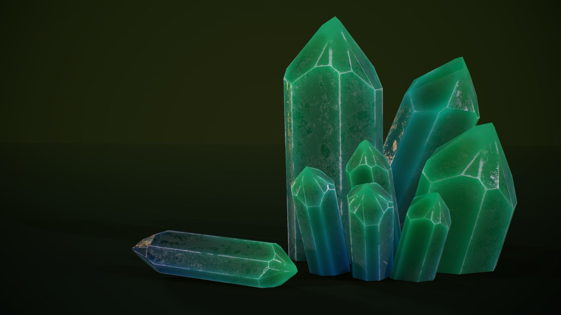 1 mineral green Low-poly 3D model_2