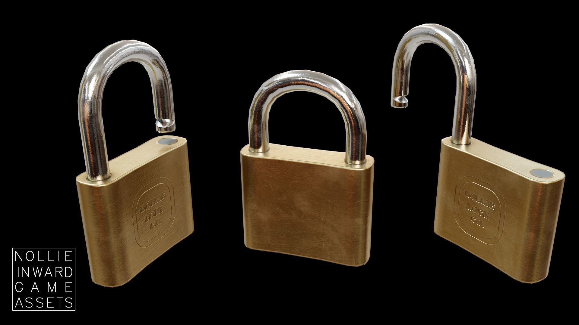 Gameready Padlock two brass padlocks free VR / AR / lowpoly 3D model CGTrader