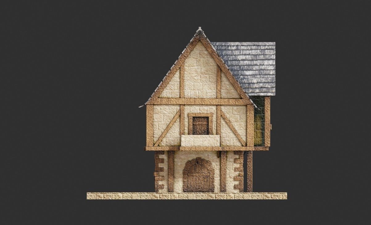 Medieval building with pbr textures Low-poly 3D model_7