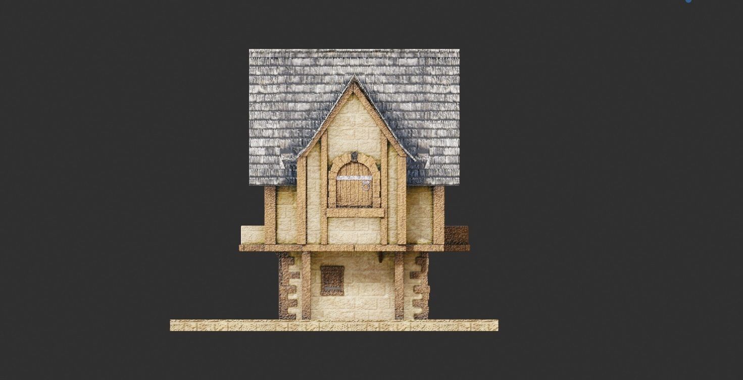 Medieval building with pbr textures Low-poly 3D model_8