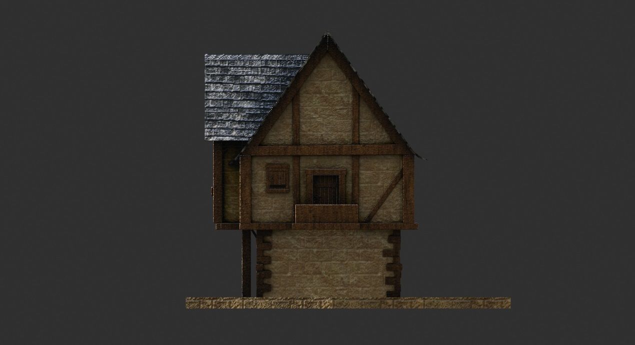Medieval building with pbr textures Low-poly 3D model_2