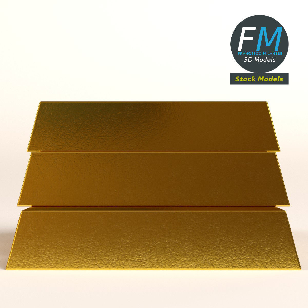 Gold bars 3D model_4