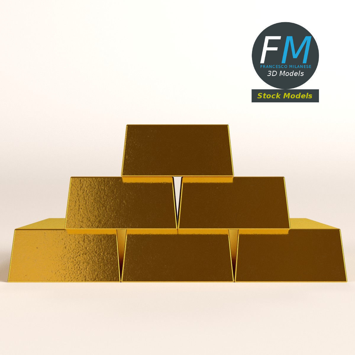 Gold bars 3D model_3