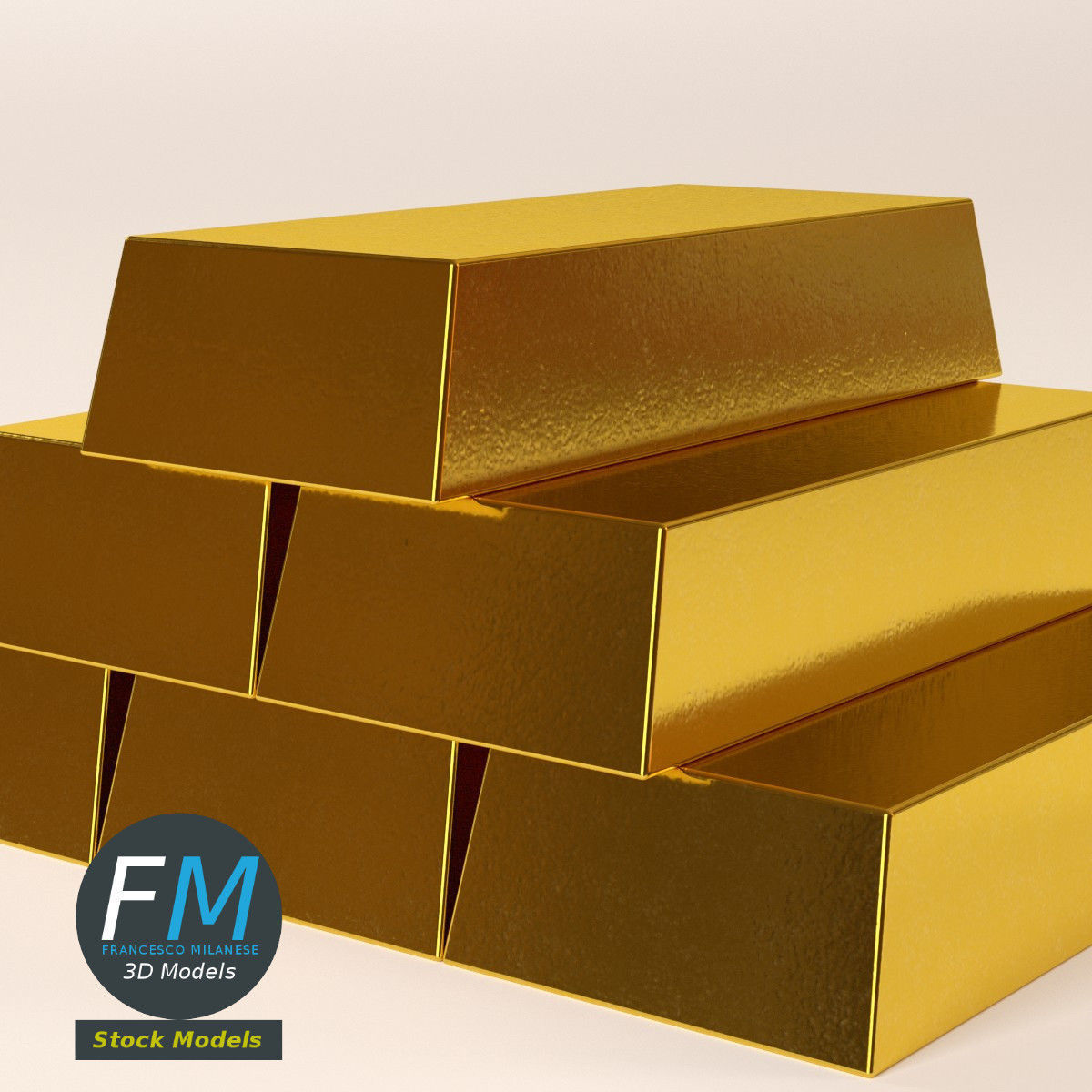 Gold bars 3D model_5