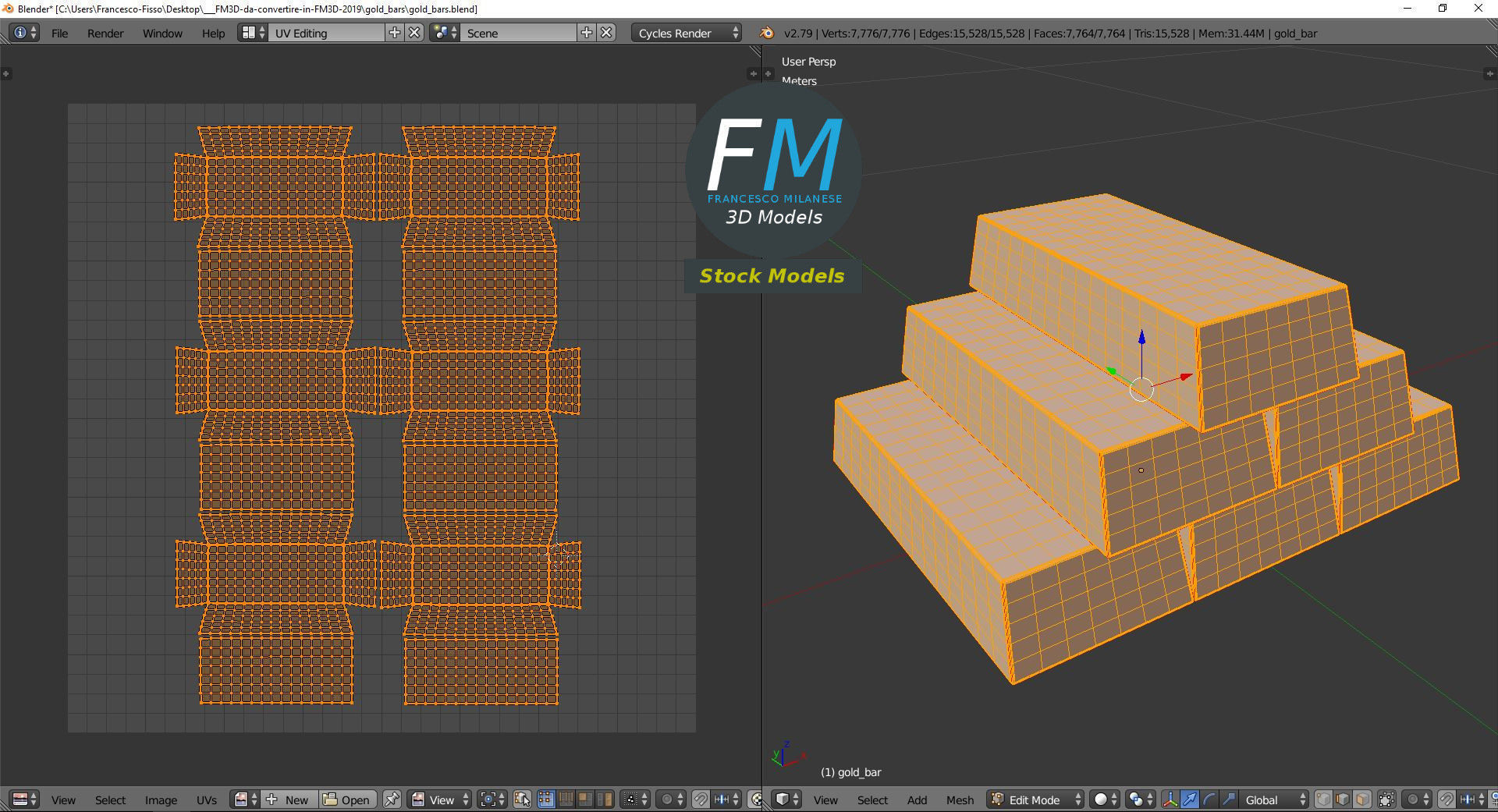 Gold bars 3D model_10