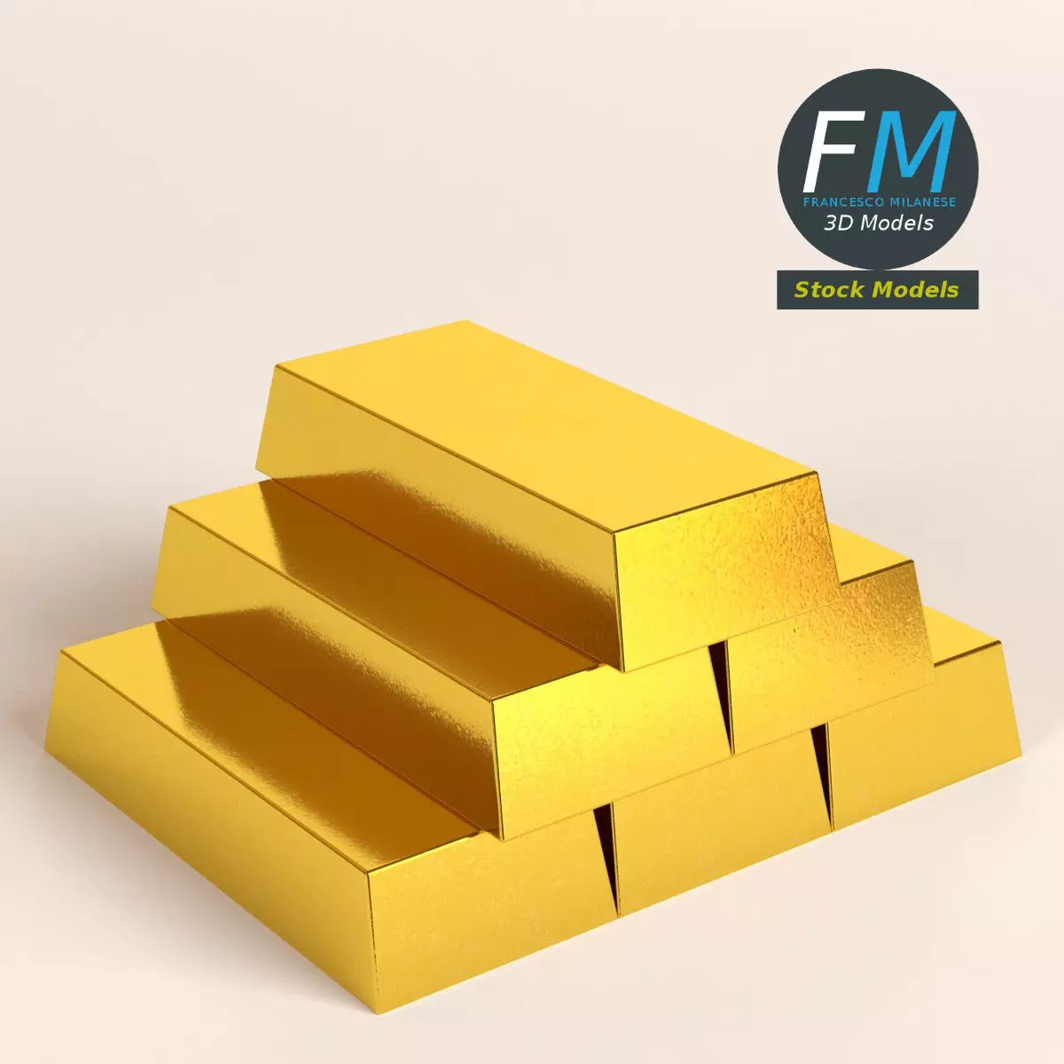 Gold bars 3D model_0