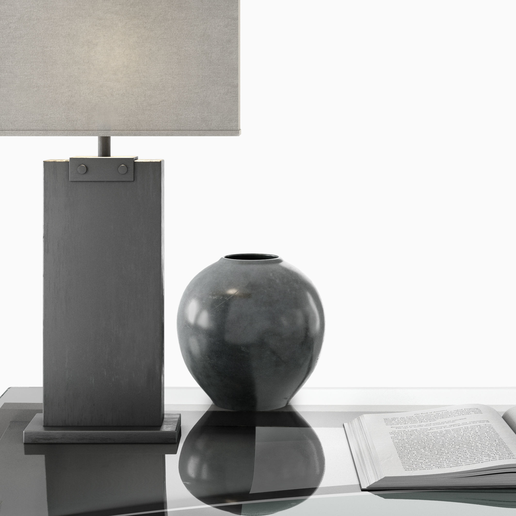 RH Latour desk set with emery track armchair and rug 3D model_3