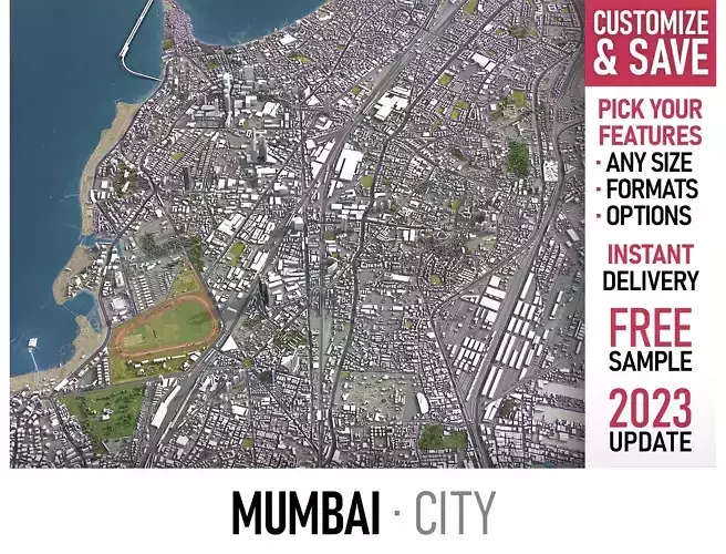 Mumbai - 3D City Model Low-poly 3D model