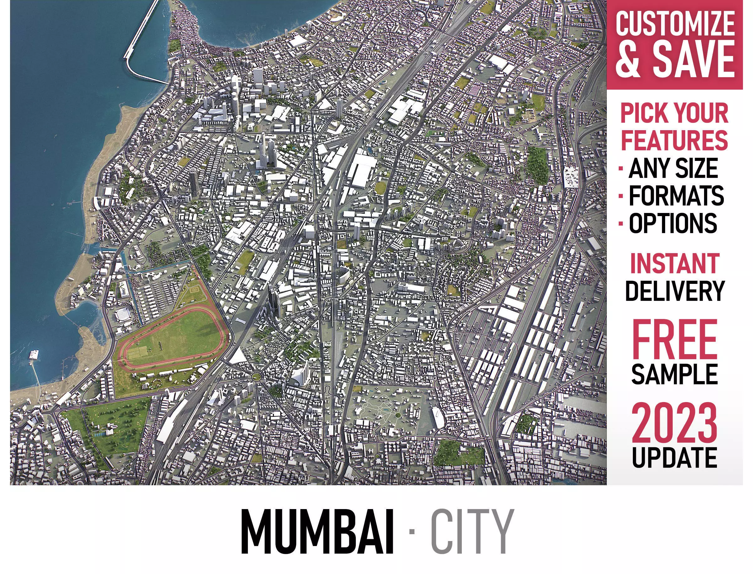 Mumbai - 3D City Model Low-poly 3D model_0