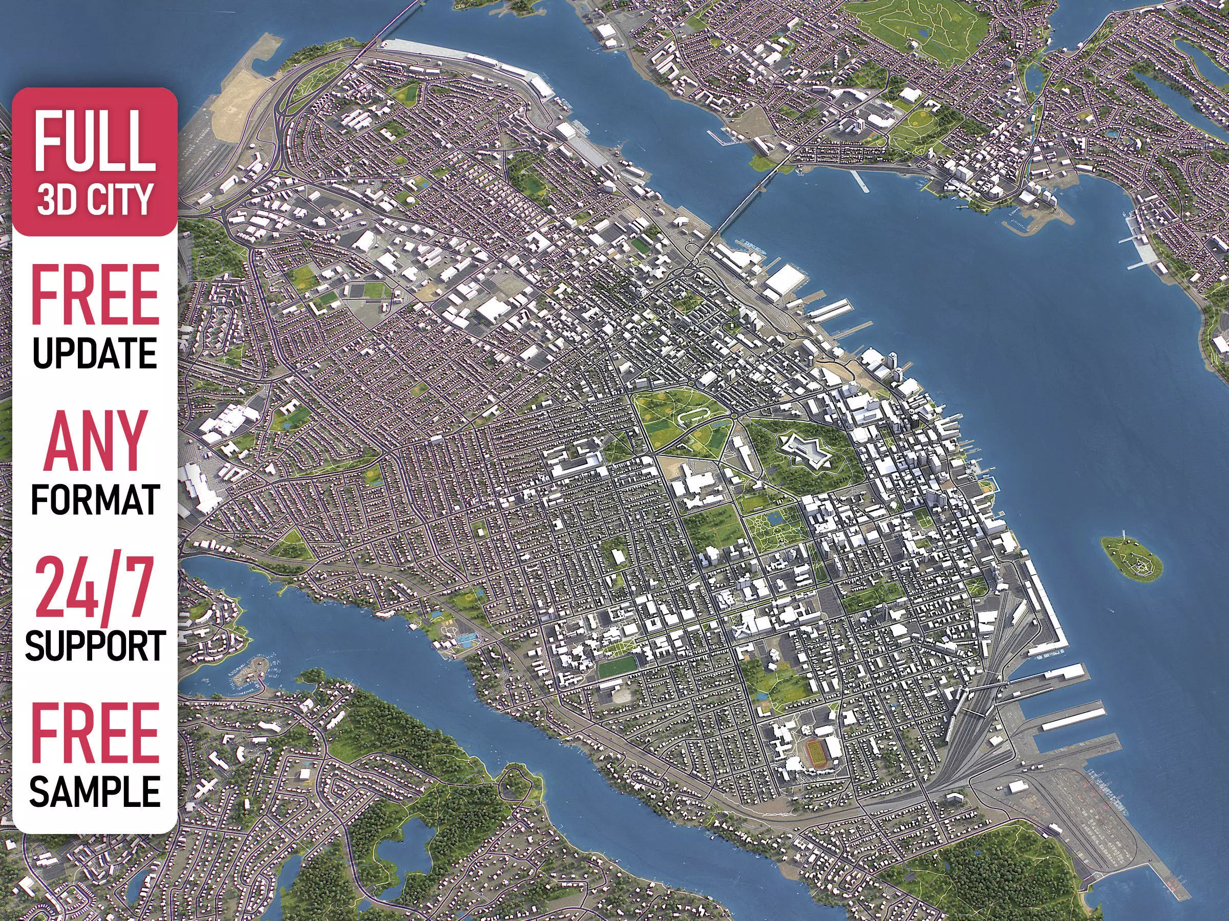 Halifax - 3D City Model Low-poly 3D model