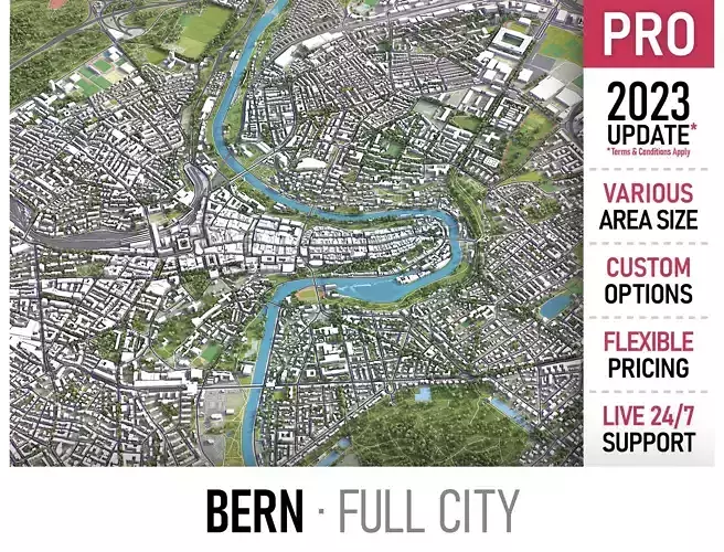 Bern - city Low-poly 3D model
