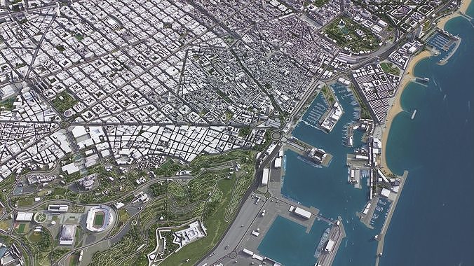 Barcelona Low-poly 3D model 3