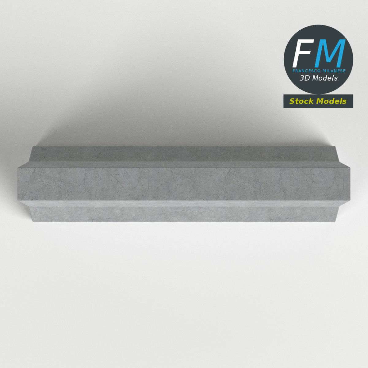 Concrete road barrier 3D model_6