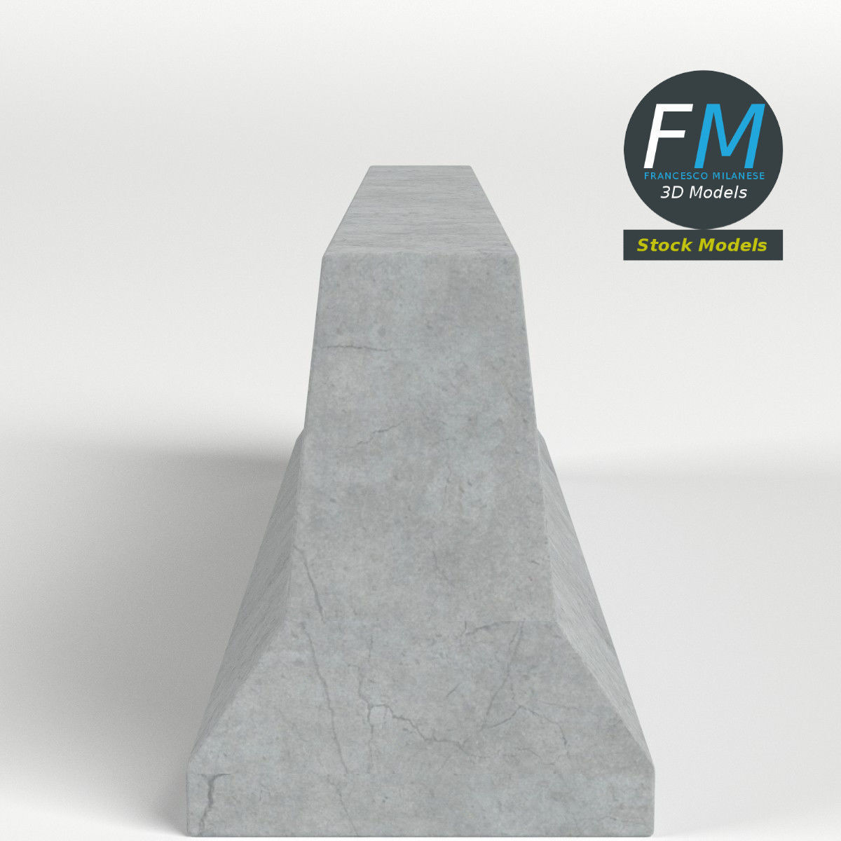 Concrete road barrier 3D model_4