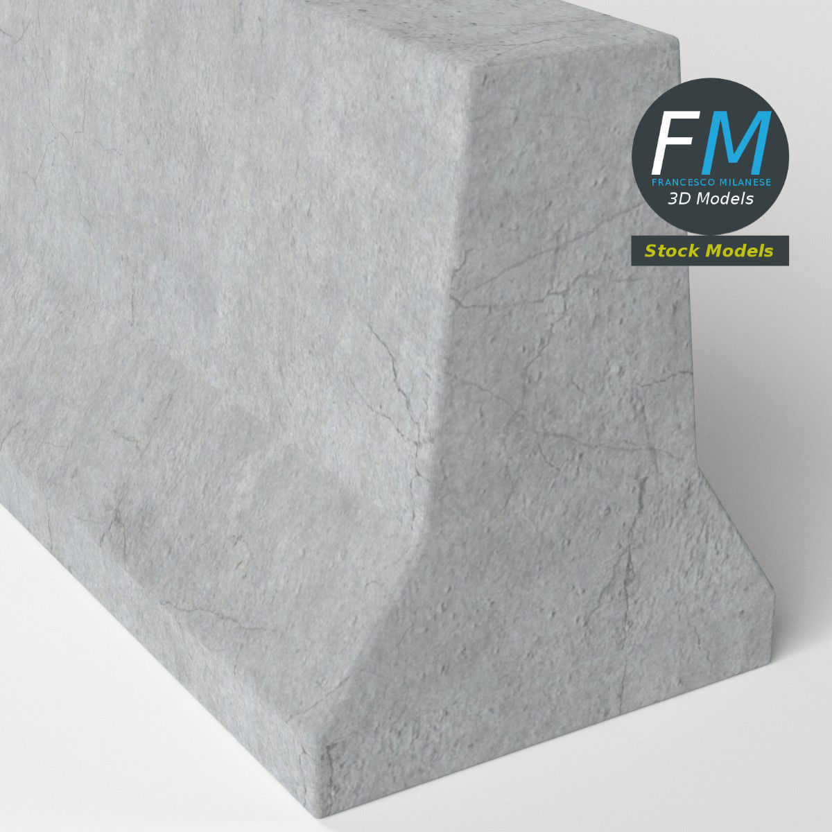 Concrete road barrier 3D model_5