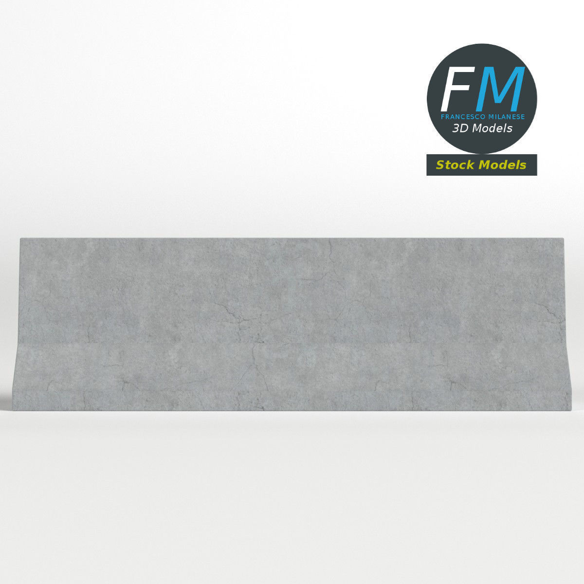 Concrete road barrier 3D model_3