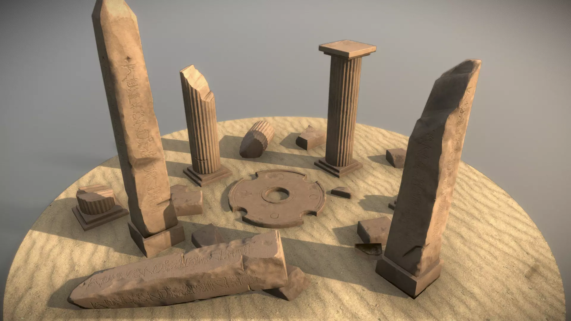 Ancient African Ruins Low poly 3D Model Game Ready Low-poly 3D model