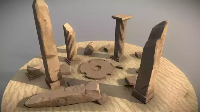  Ancient African Ruins Low poly 3D Model Game Ready