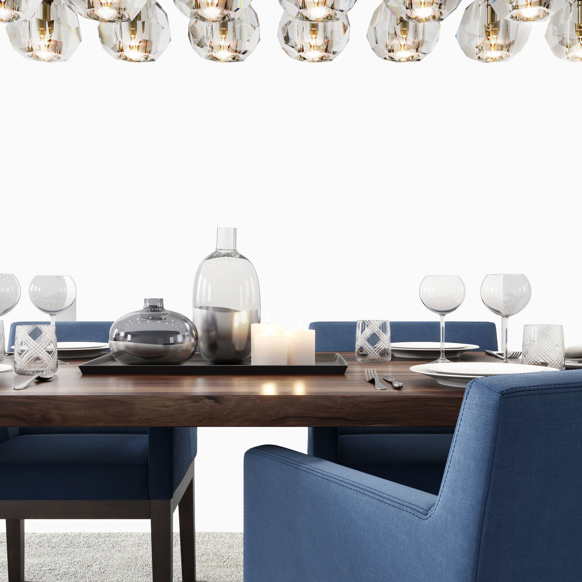 RH Morgan Track Blue Dining Set 3D model_2