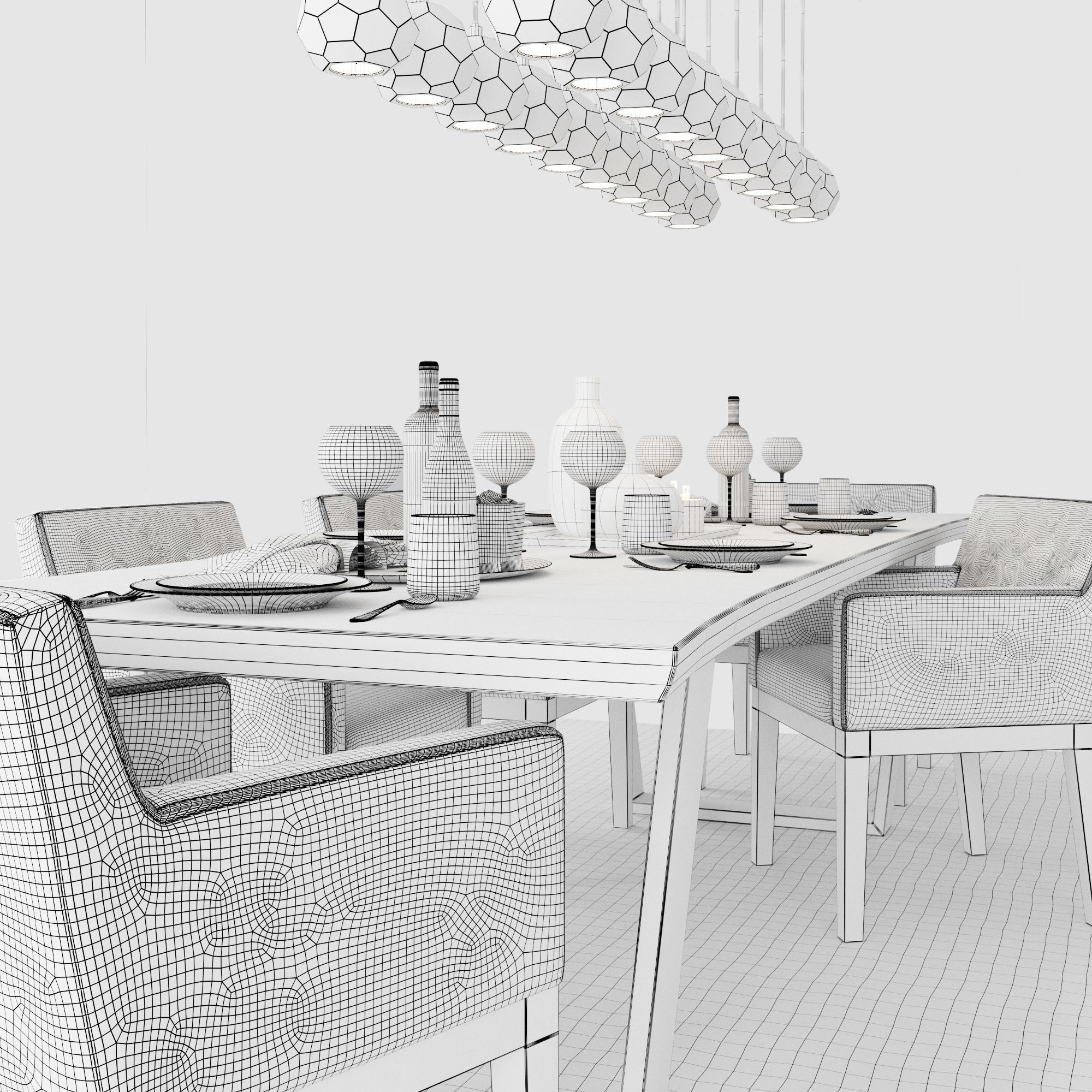 RH Morgan Track Blue Dining Set 3D model_4