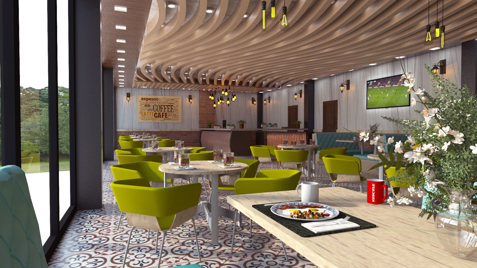 cafe design 3D model_3