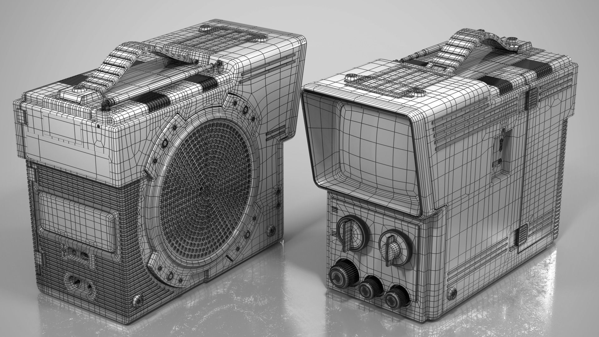 Hitachi Portable TV  3D model_6
