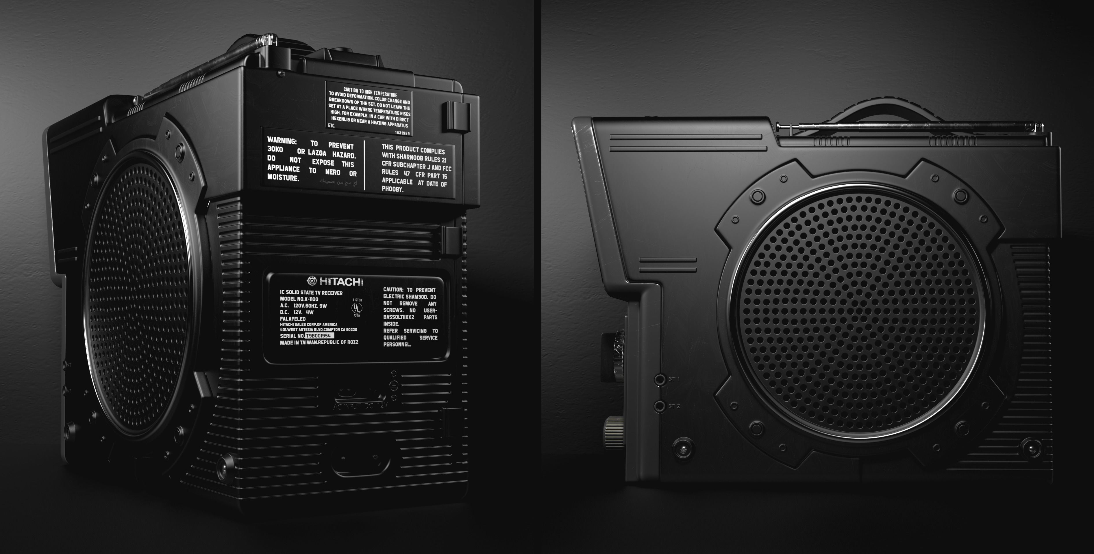 Hitachi Portable TV  3D model_3