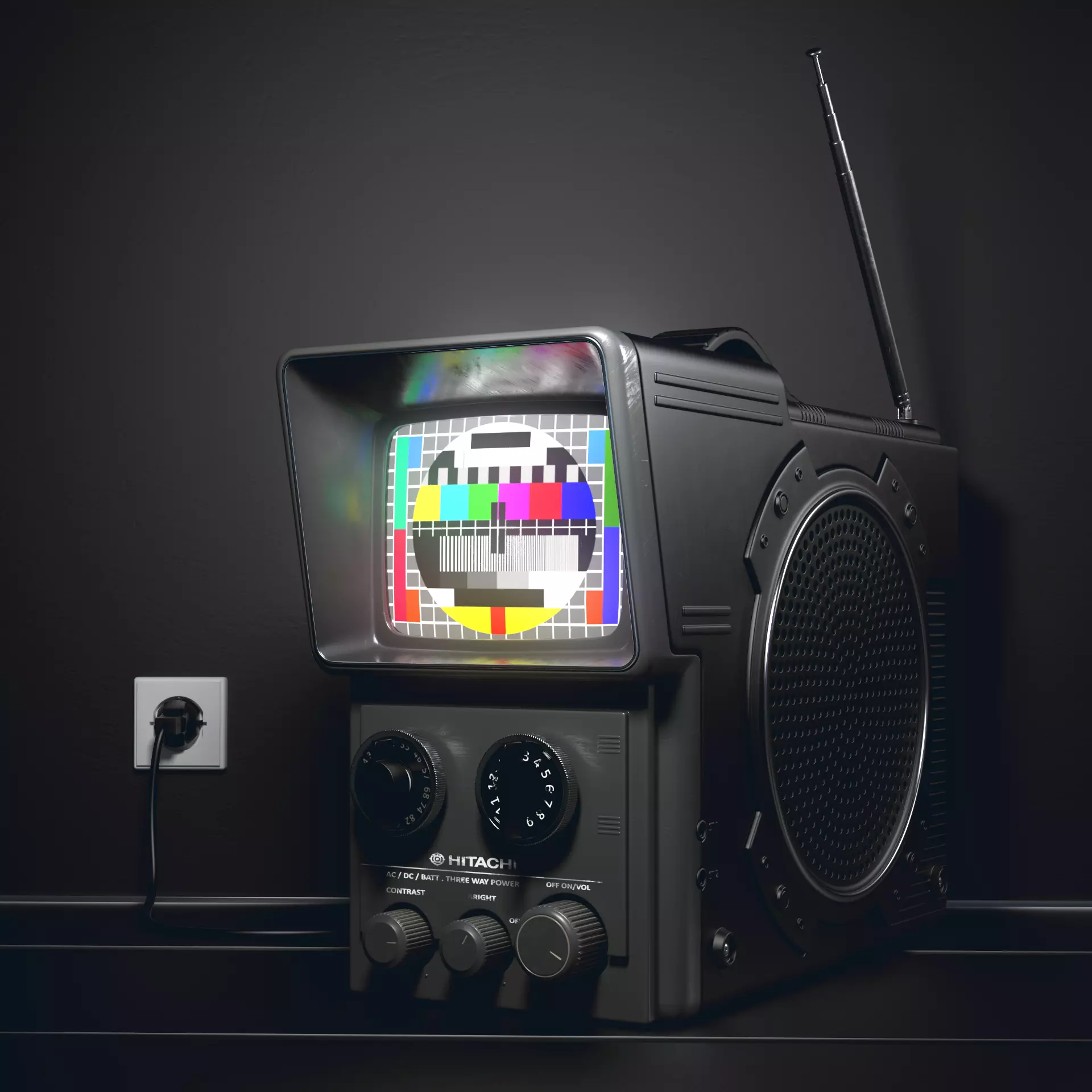 Hitachi Portable TV  3D model_0