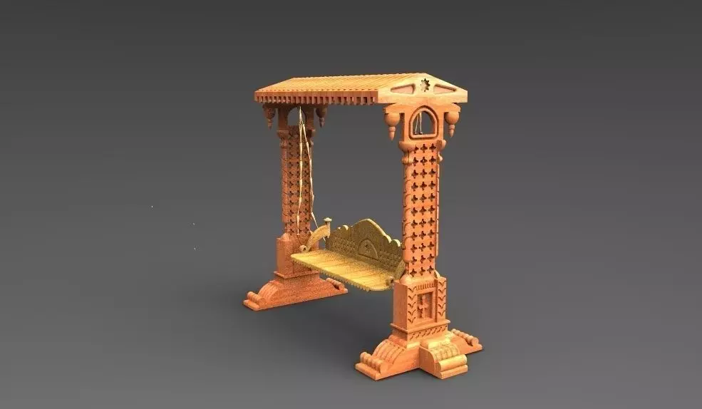 Wooden Swing Free 3D model
