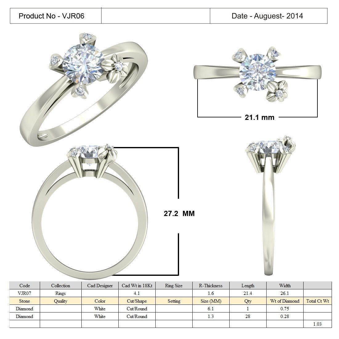 Women solitaire ring 3dm stl render detail 3D print model 3D print model_5