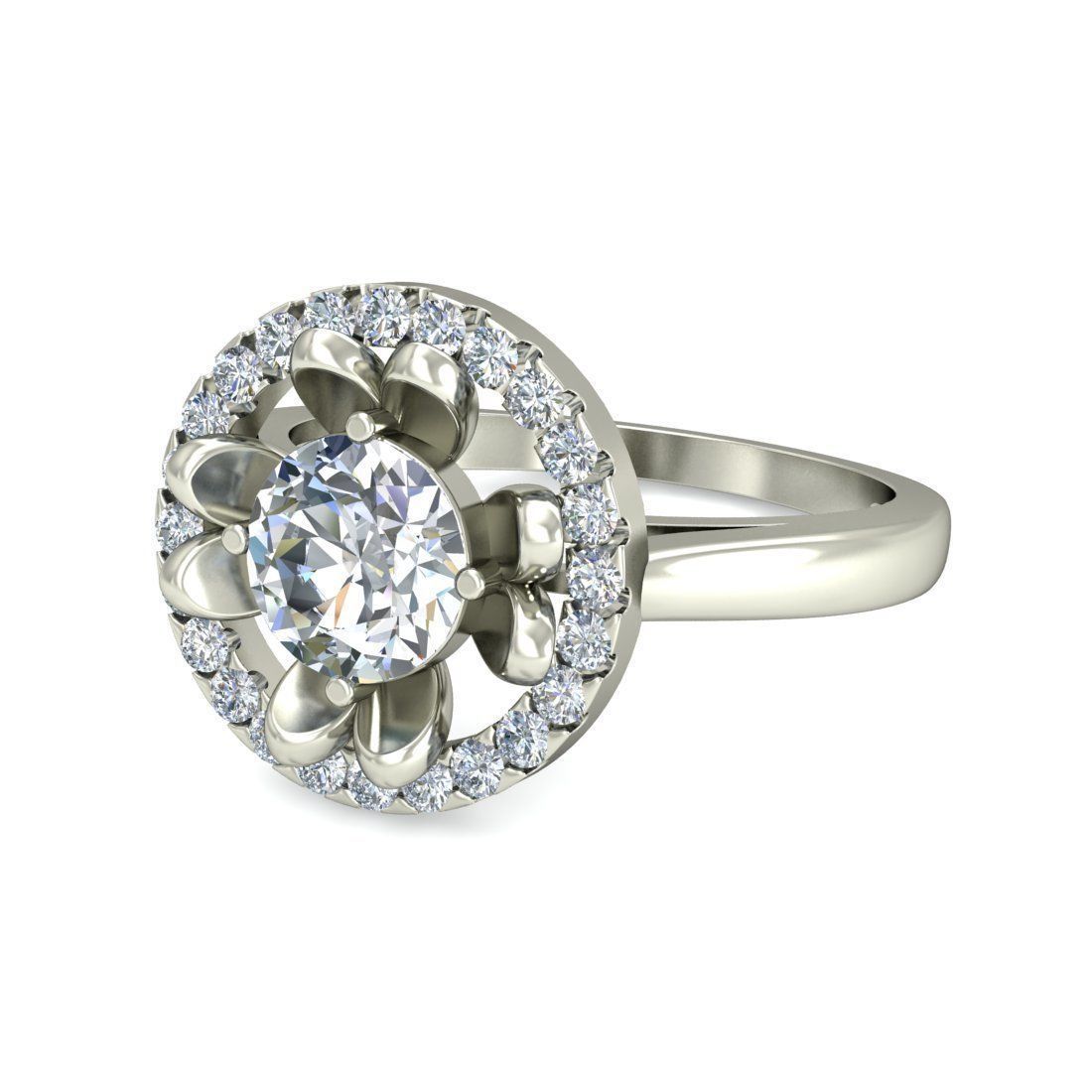 Women solitaire ring 3dm stl render detail 3D print model 3D print model_4