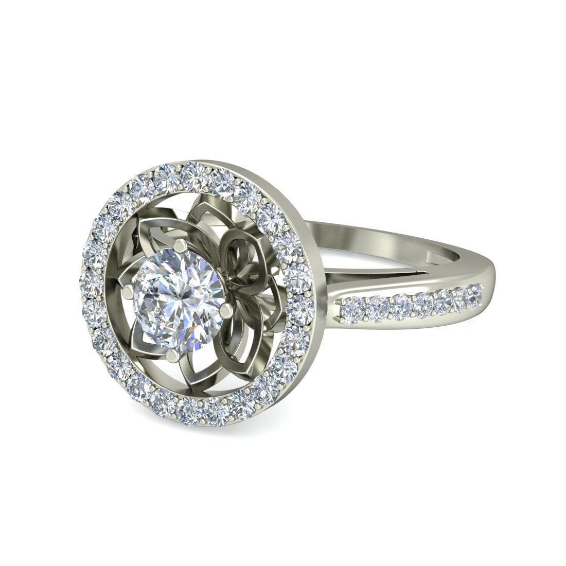 Women solitaire ring 3dm stl render detail 3D print model 3D print model_4