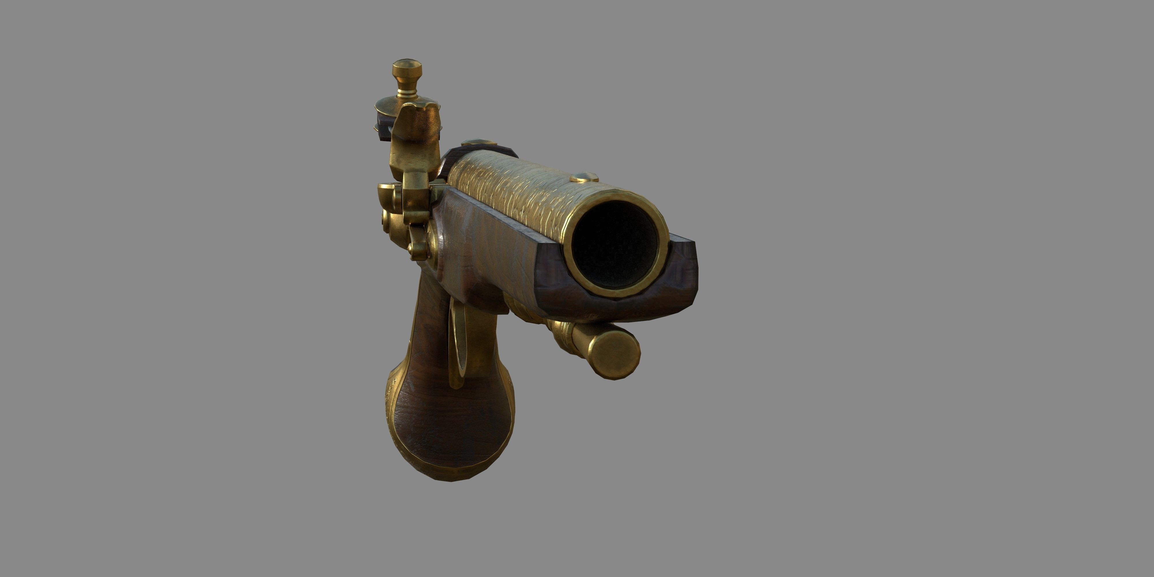 Weapon - Gun - Flintlock - Flemish Flintlock Pistol Ornament Low-poly 3D model_11
