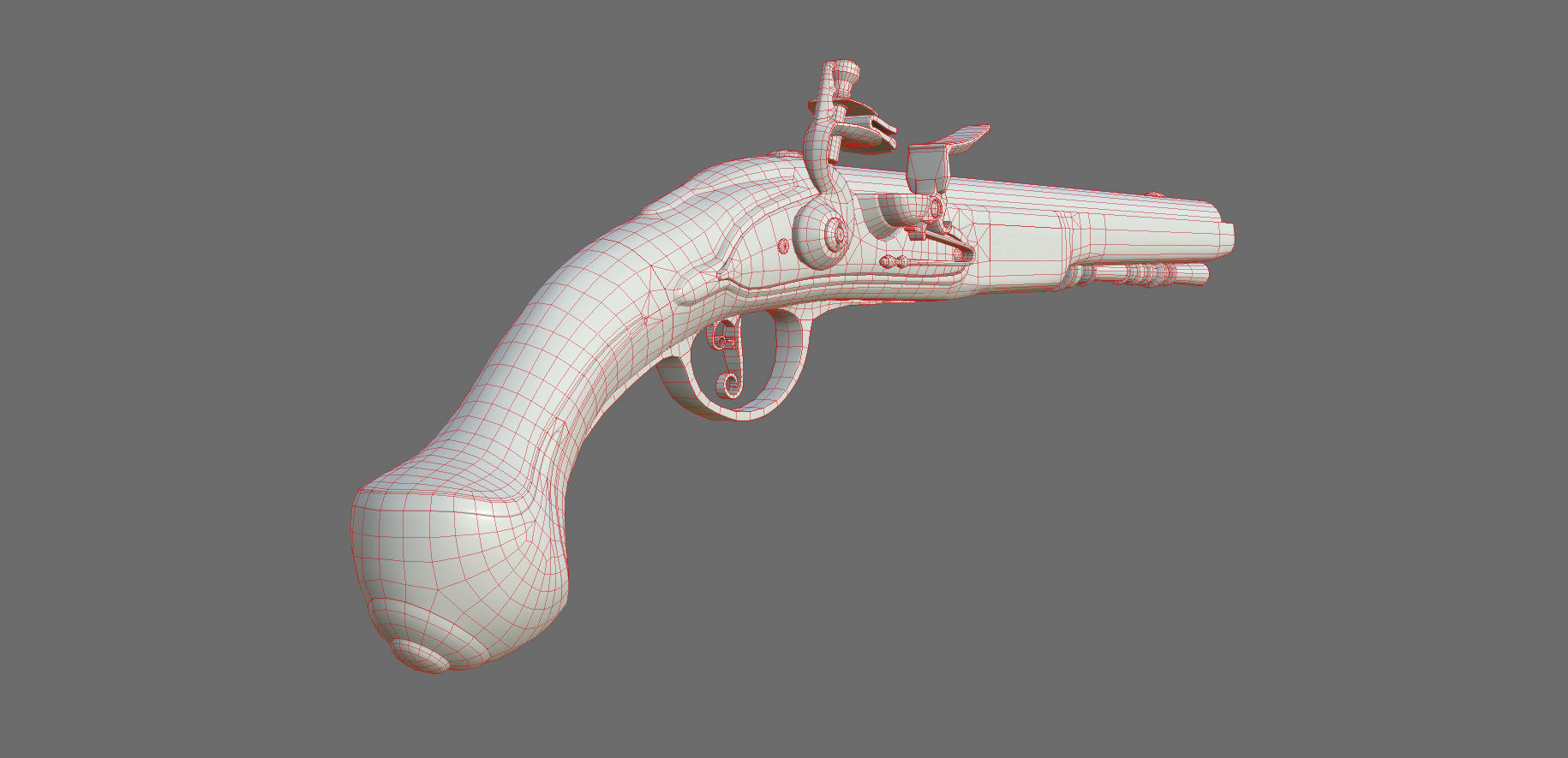 Weapon - Gun - Flintlock - Flemish Flintlock Pistol Ornament Low-poly 3D model_37